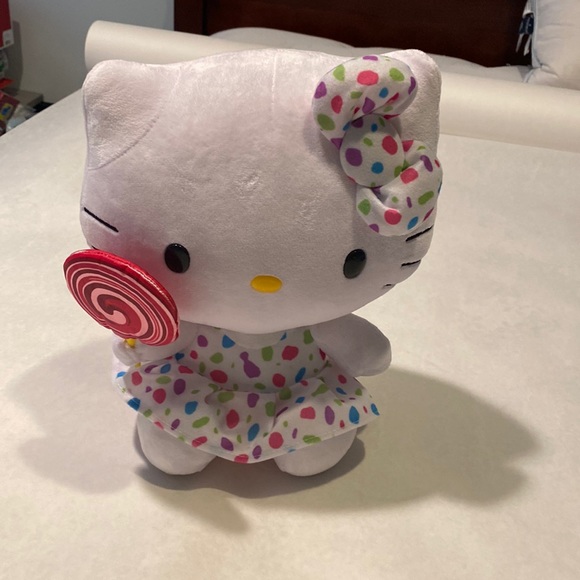 Sanrio TY Hello Kitty Confetti Dress and Bow and Lollipop Plush Animal - Picture 1 of 4